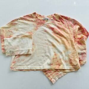 Cotton Citizen Tokyo Crop Cotton Tee Tie Dye Size Medium Cream Peach Pink